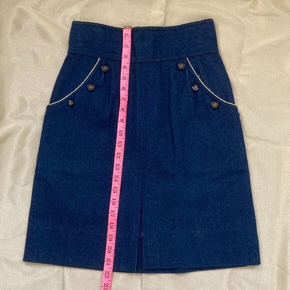 Blue Demin Blazer Pencil Skirt Suit - Picture 14 of 15